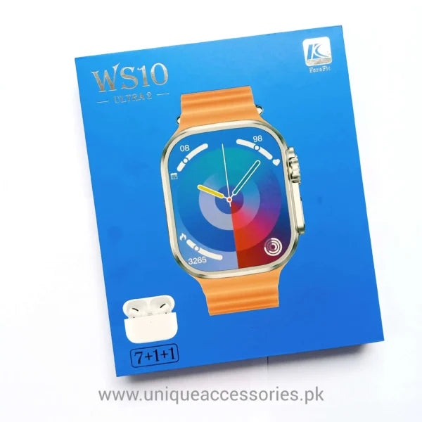 →WS10 Ultra 2 Smart Watch with Airpods & 7 Straps